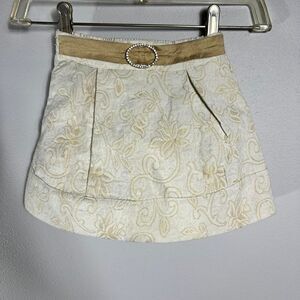Janie & Jack Gold Metallic Tapestry Pleated Skirt Size 18-24 Months